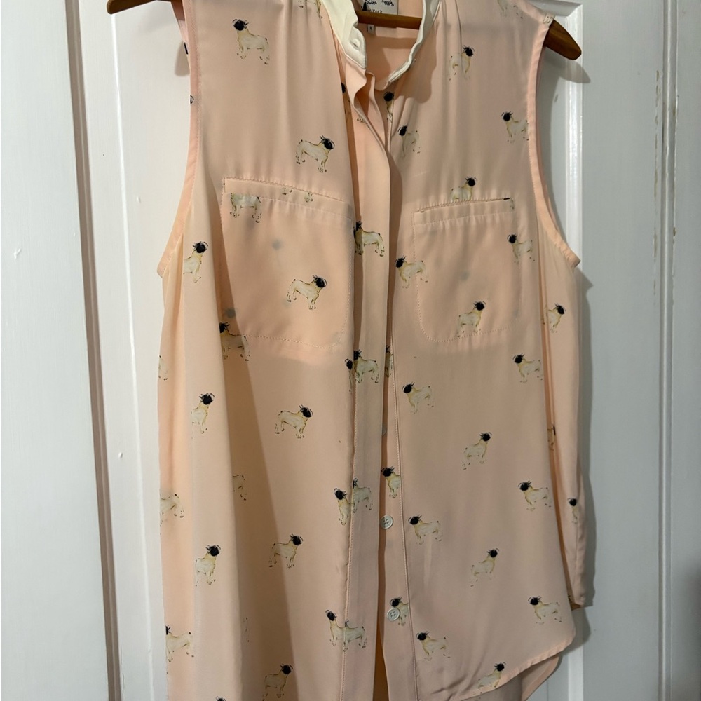 Sea New York Pink Sleeveless Blouse with Dog Print